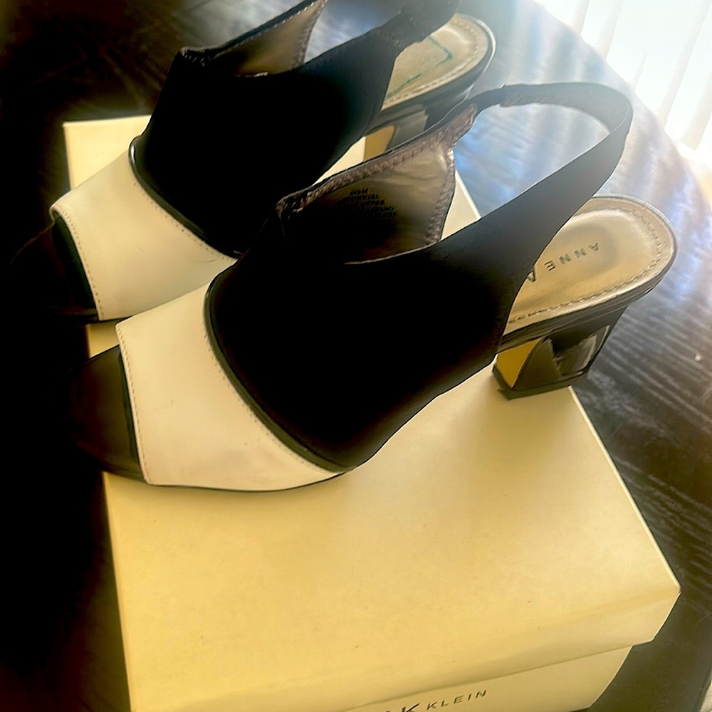 Black and white ladies pump.
